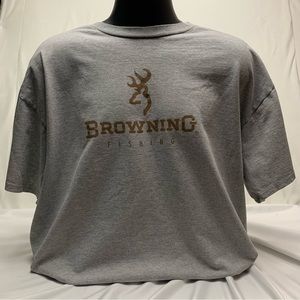 Browning Firearms Fishing  Mens 2XL  Logo Short Sleeve Gray T Shirt